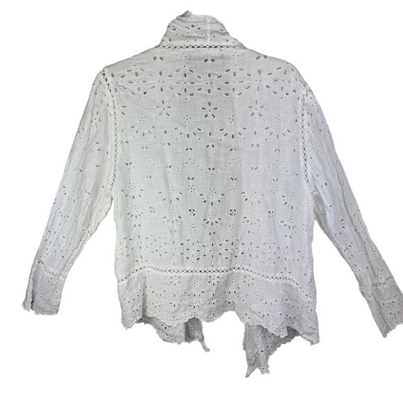 Lauren Ralph Lauren Lace Eyelet Embroidered Open Jacket Cardigan XXL White - Picture 2 of 4